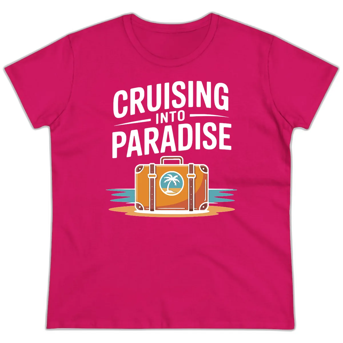 Cruising Into Paradise Ladies Tee in Heliconia