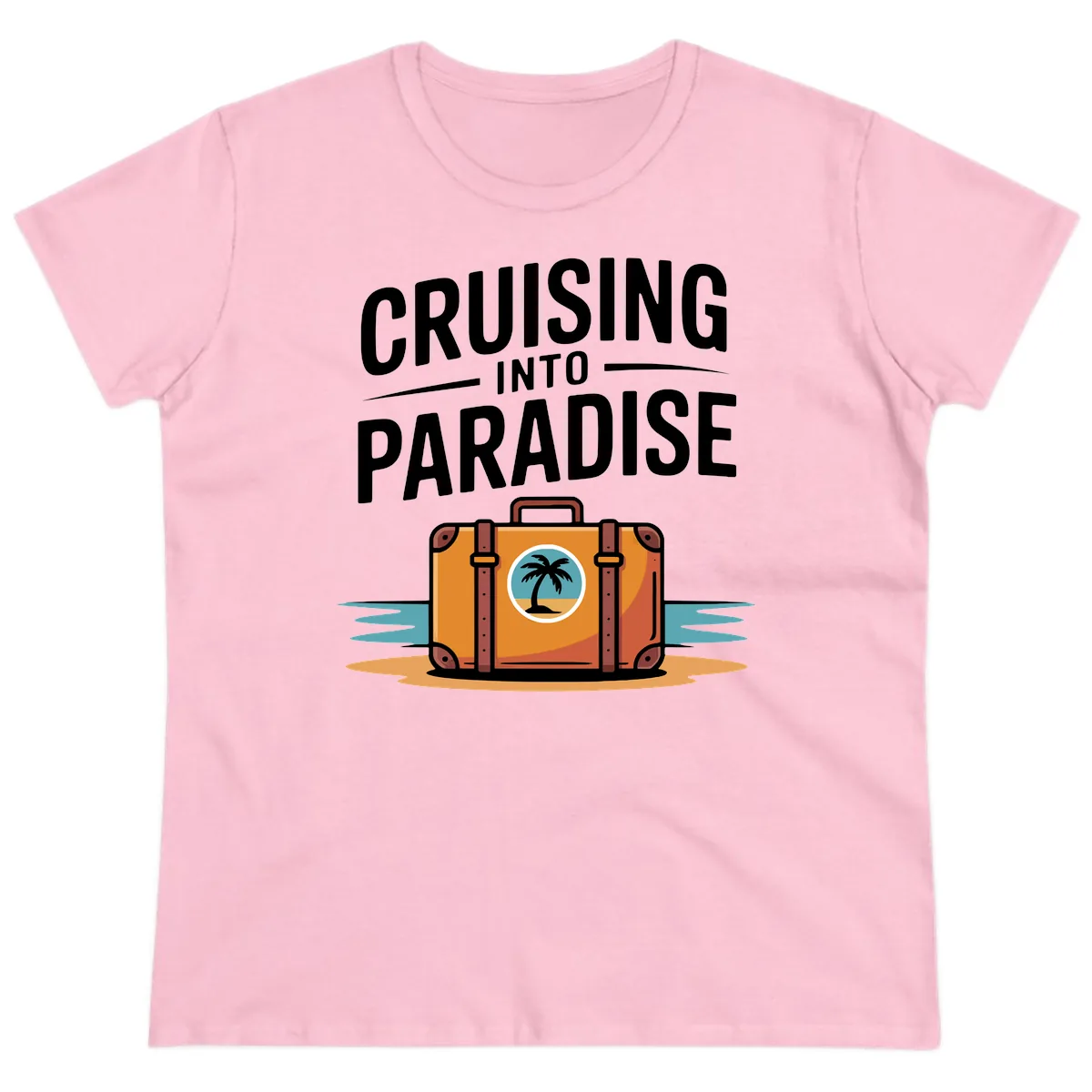 Cruising Into Paradise Ladies Tee in Light Pink