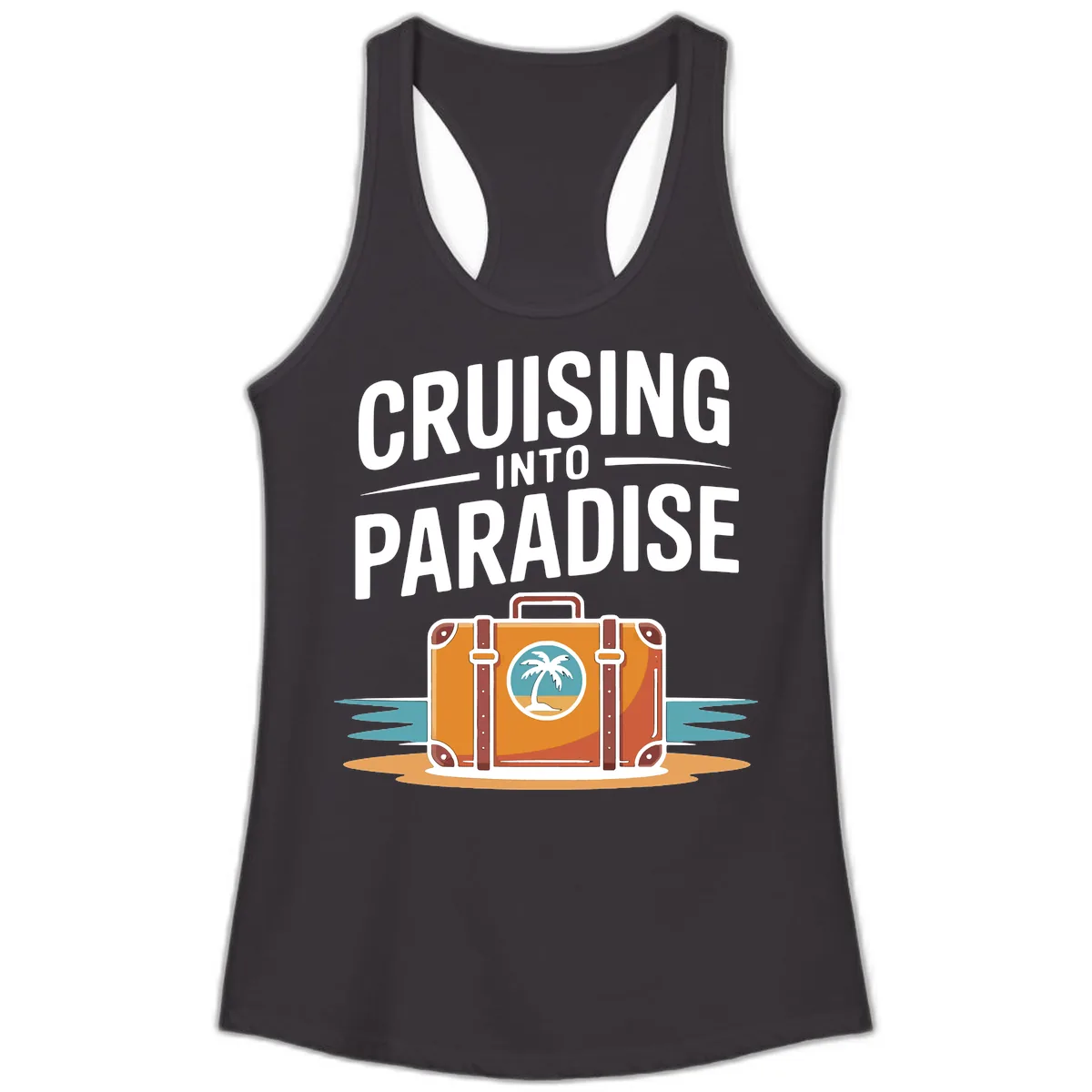 Cruising Into Paradise Ladies Tank in Black