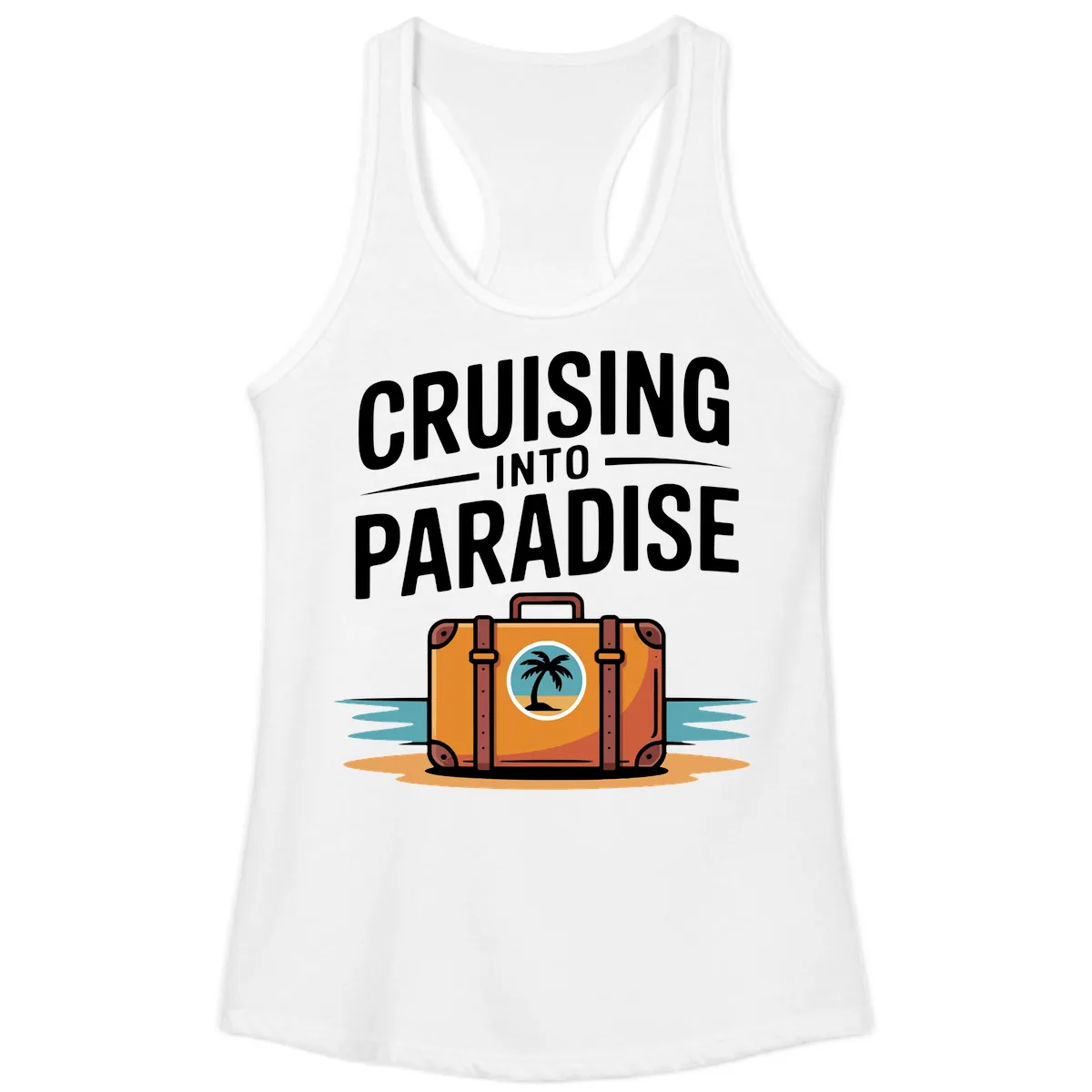 Cruising Into Paradise Ladies Tank in White