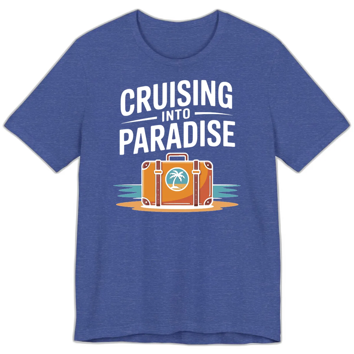 Cruising Into Paradise Premium T-Shirt in Heather True Royal