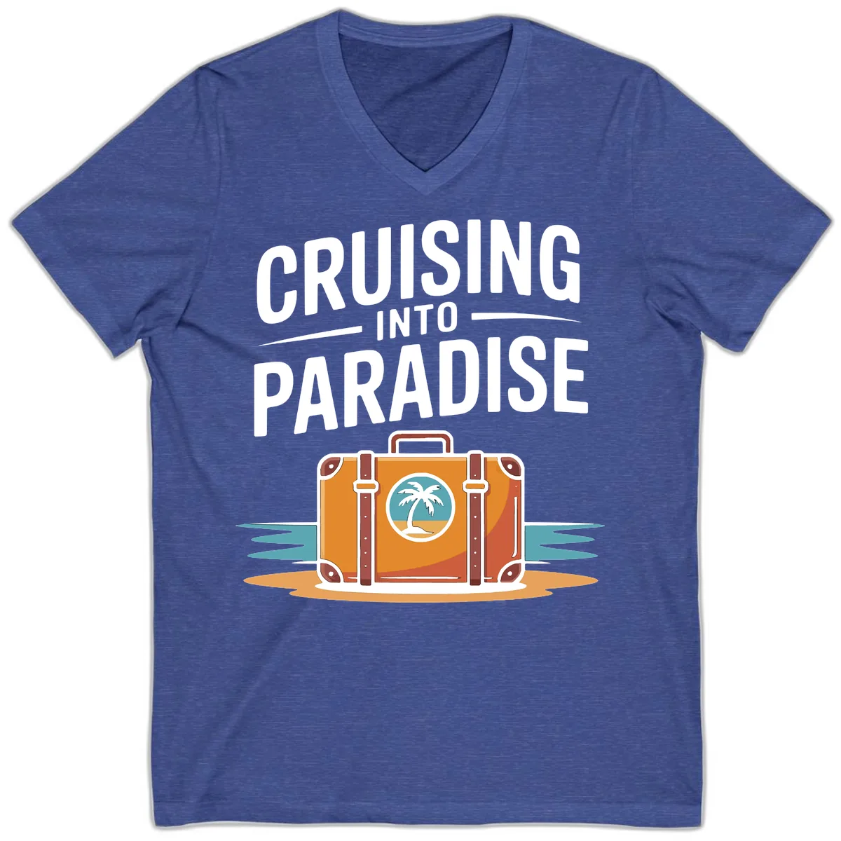Cruising Into Paradise V-Neck in Heather True Royal
