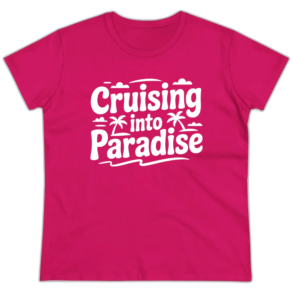 Cruising Into Paradise Ladies Tee in Heliconia