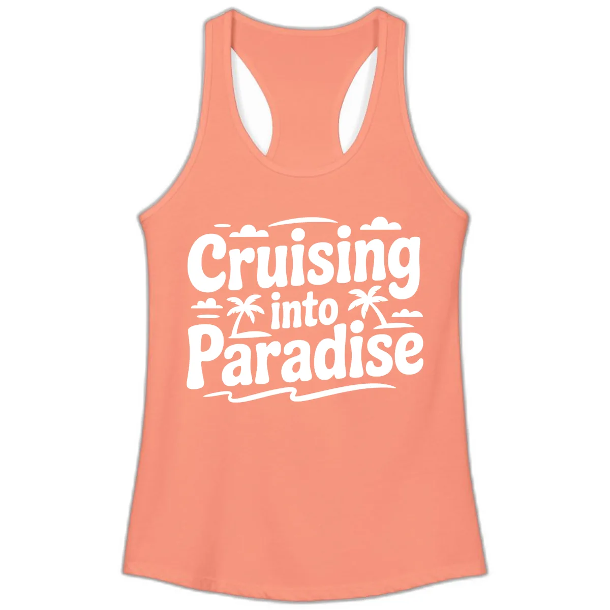 Cruising Into Paradise Ladies Tank in Solid Light Orange
