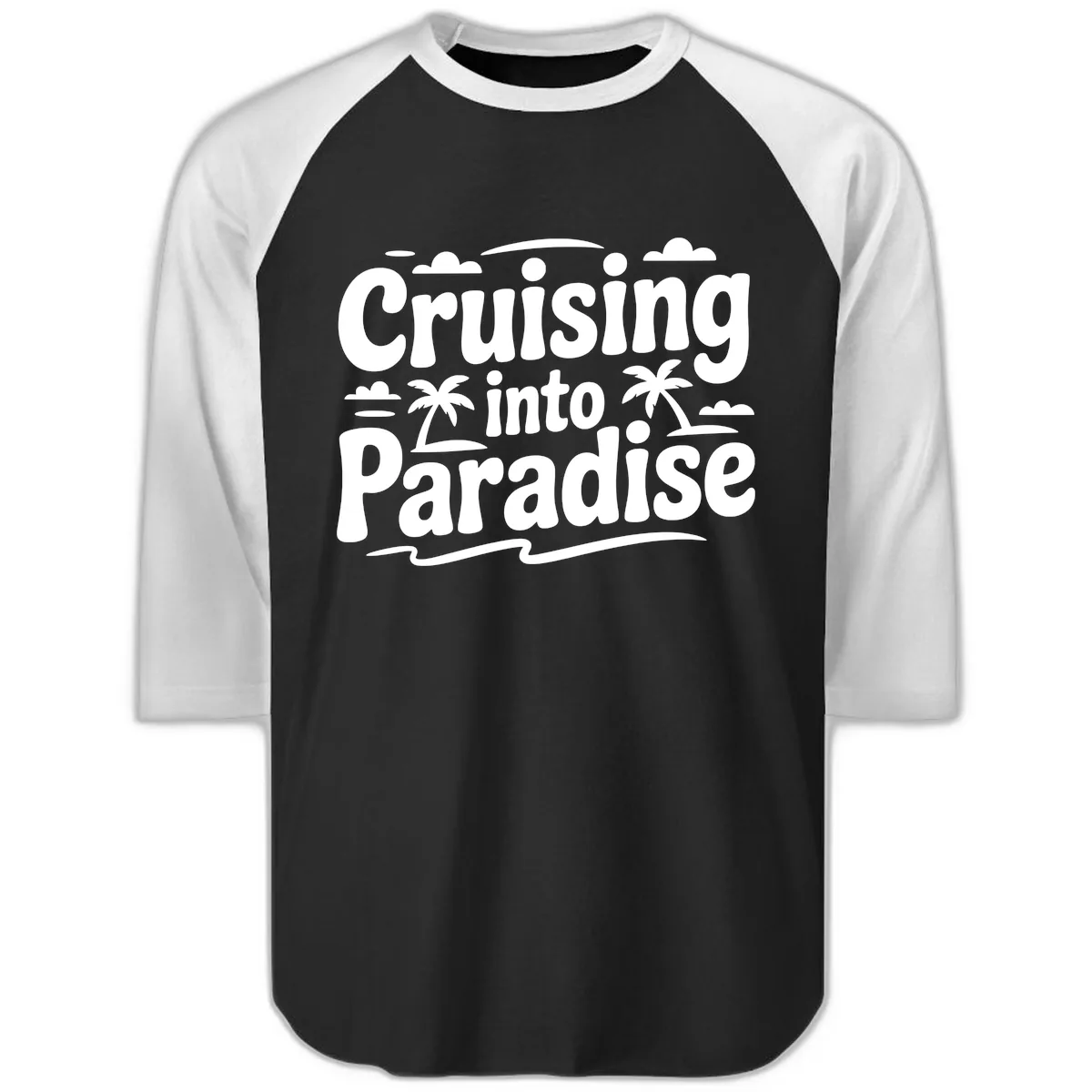 Cruising Into Paradise Raglan 3/4 in Black White