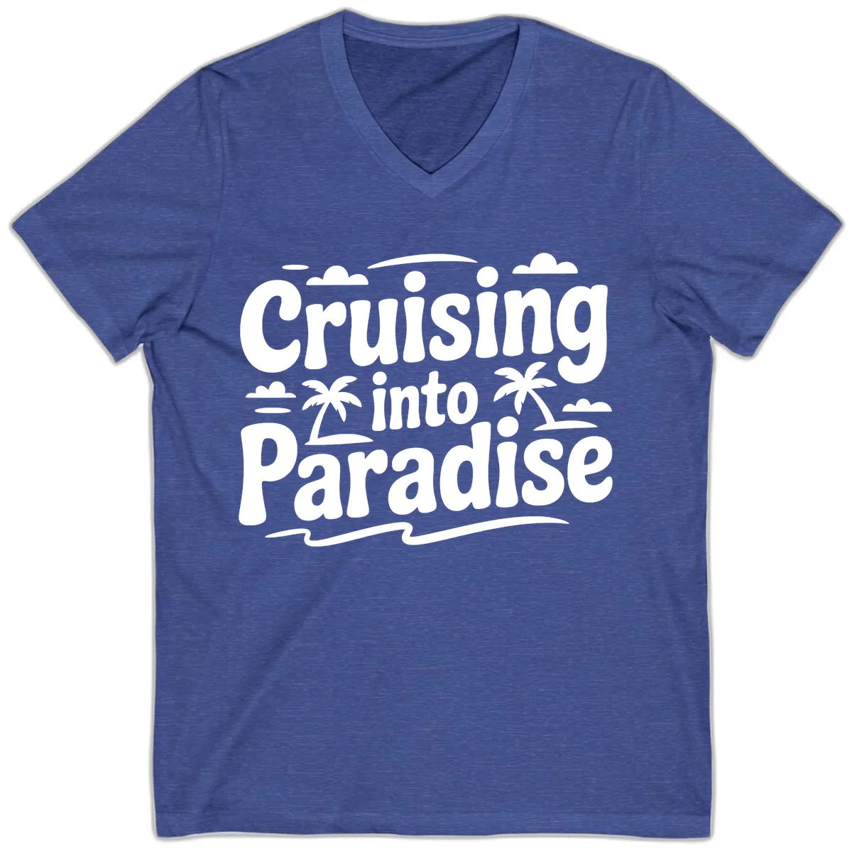 Cruising Into Paradise V-Neck in Heather True Royal