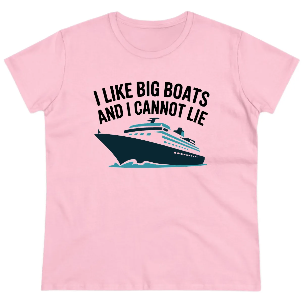 I Like Big Boats And I Cannot Lie Ladies Tee in Light Pink