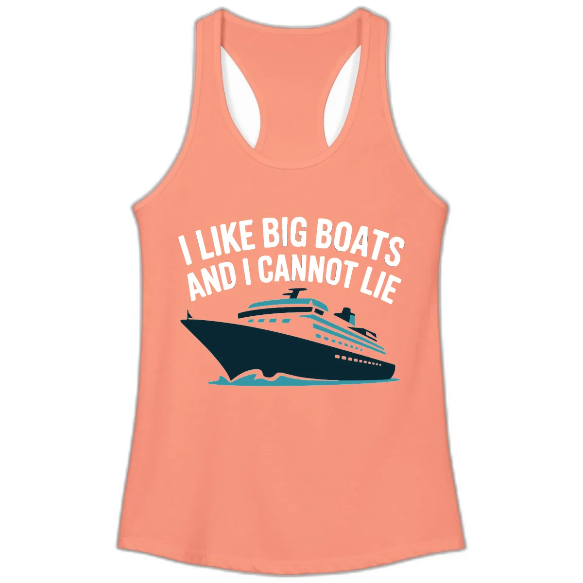 I Like Big Boats And I Cannot Lie Ladies Tank in Solid Light Orange