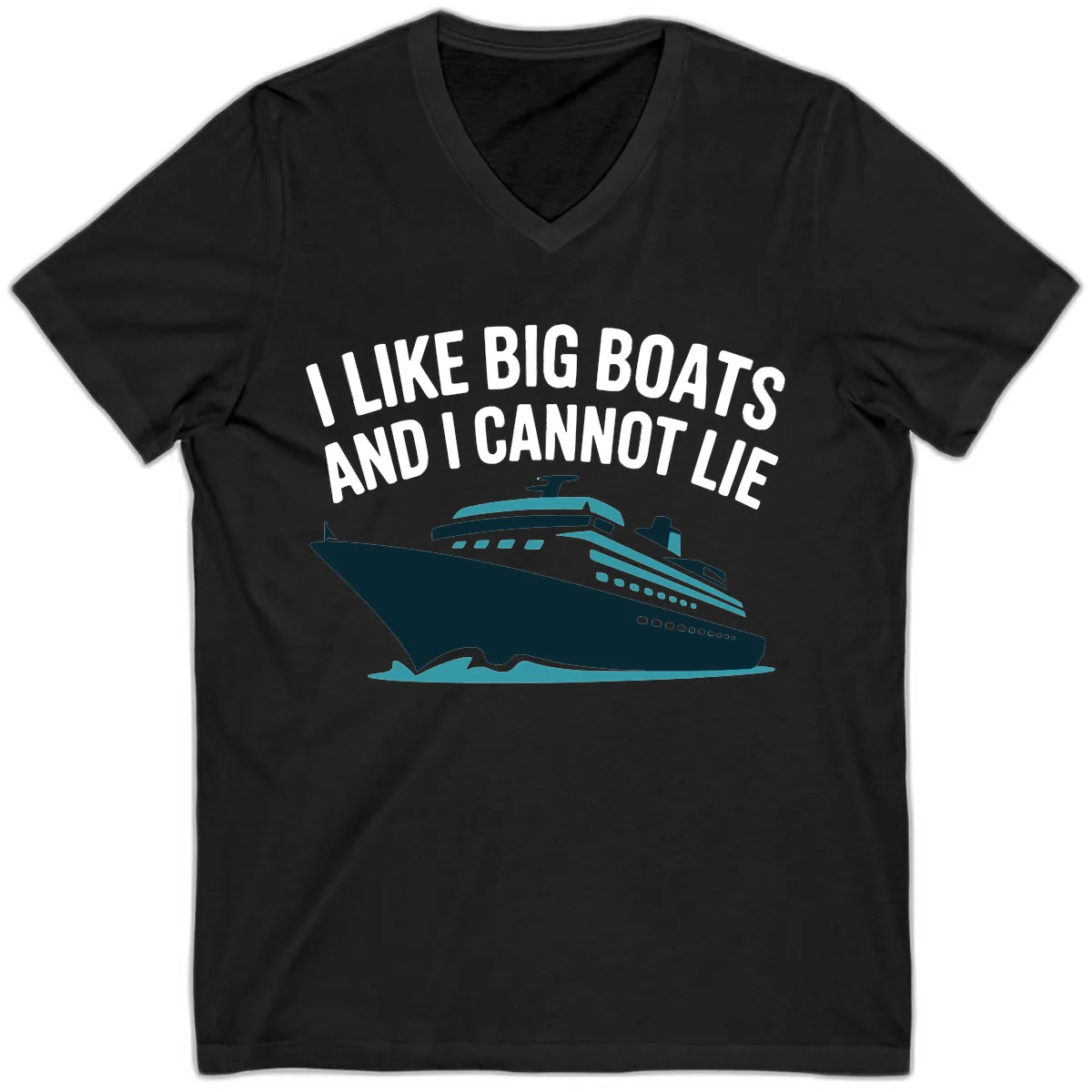 I Like Big Boats And I Cannot Lie V-Neck in Black