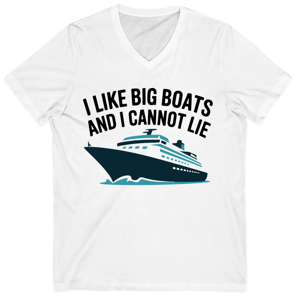 I Like Big Boats And I Cannot Lie V-Neck in White
