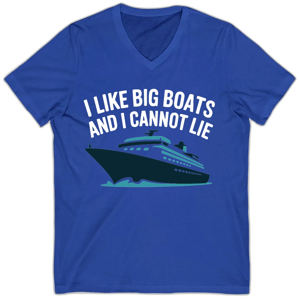 I Like Big Boats And I Cannot Lie V-Neck in True Royal