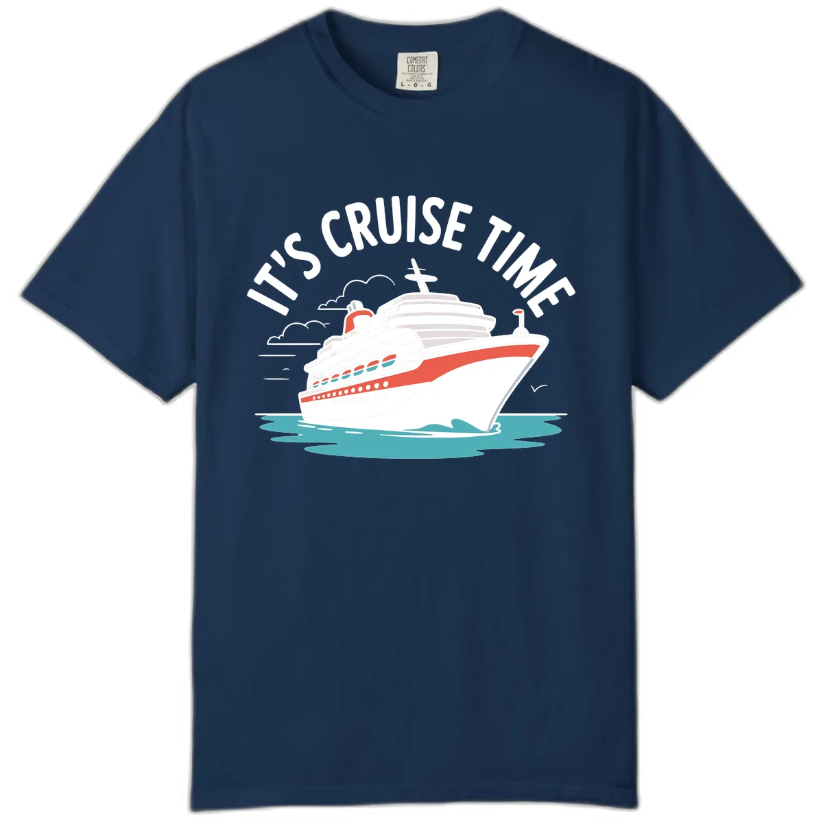 It's Cruise Time Ship Graphic Comfort Color in Navy
