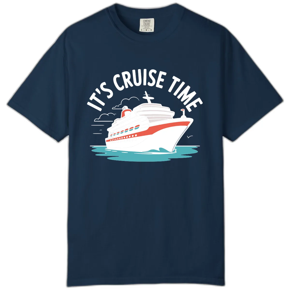 It's Cruise Time Ship Graphic Comfort Color in True Navy