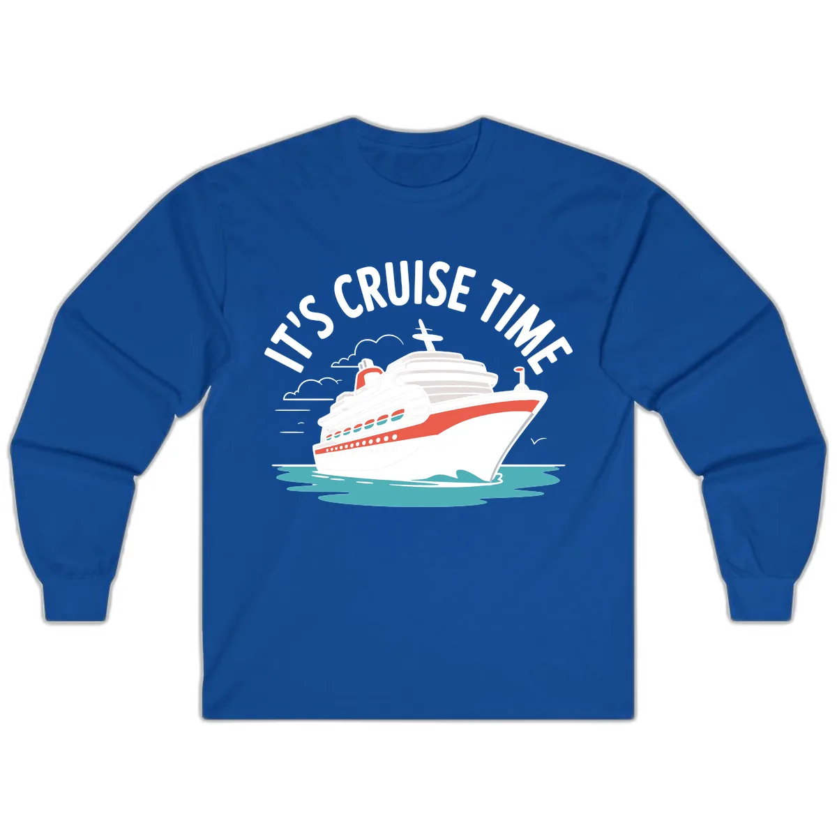 It's Cruise Time Ship Graphic Long Sleeve in Royal