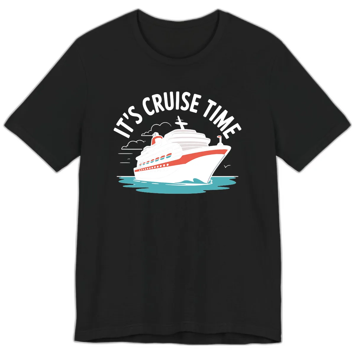 It's Cruise Time Ship Graphic Premium T-Shirt in Black