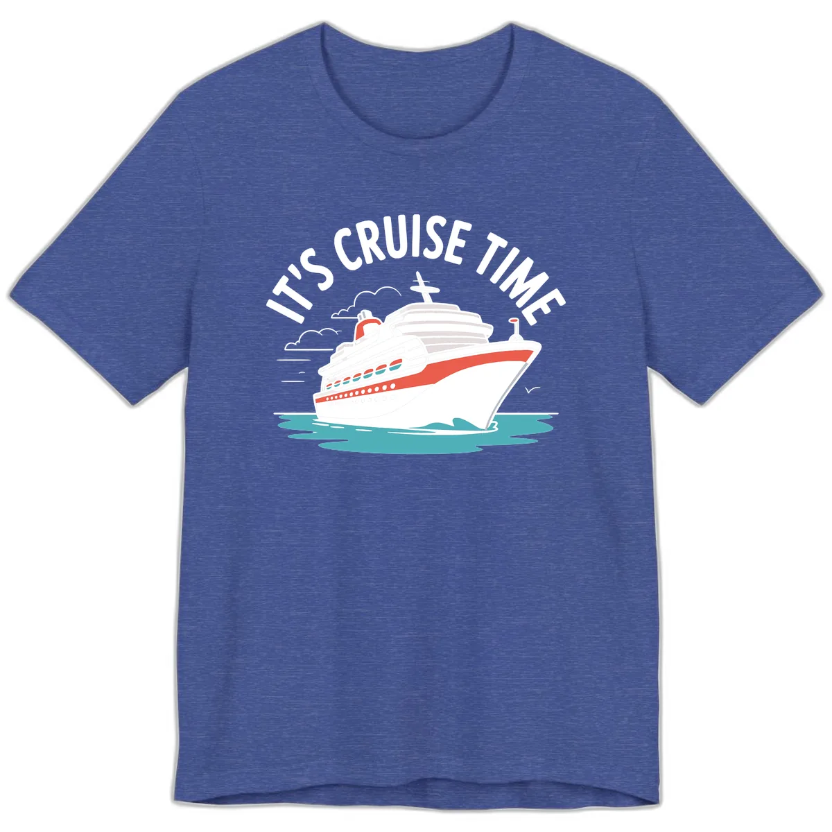 It's Cruise Time Ship Graphic Premium T-Shirt in Heather True Royal