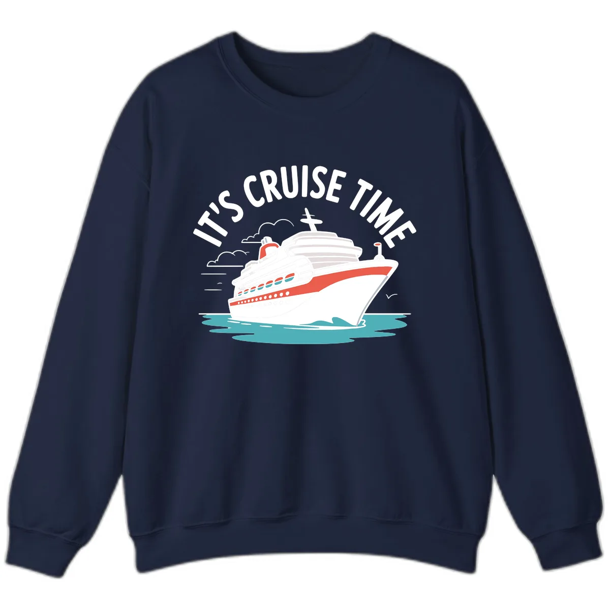 It's Cruise Time Ship Graphic Sweatshirt in Navy
