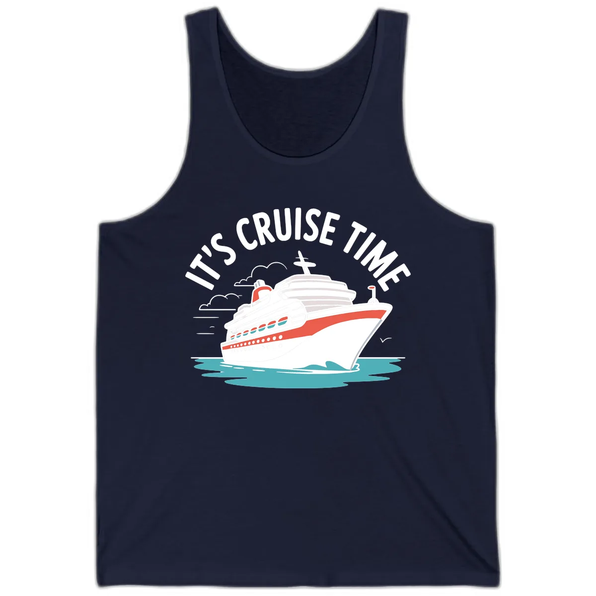 It's Cruise Time Ship Graphic Tank in Navy