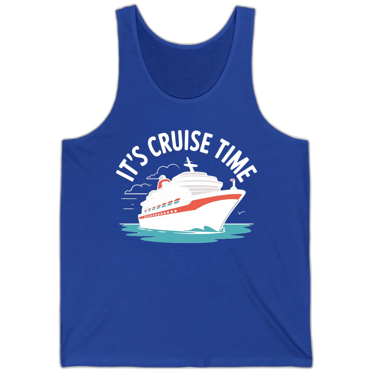 It's Cruise Time Ship Graphic Tank in True Royal