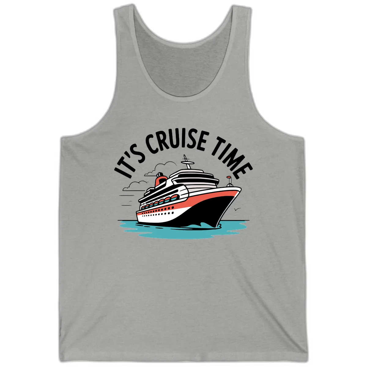 It's Cruise Time Ship Graphic Tank in Athletic Heather