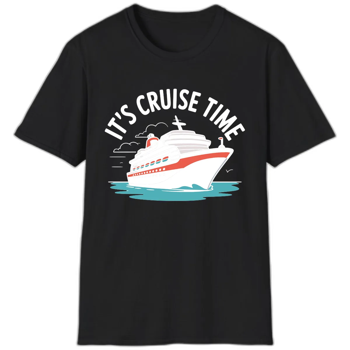 It's Cruise Time Ship Graphic T-Shirt in Black