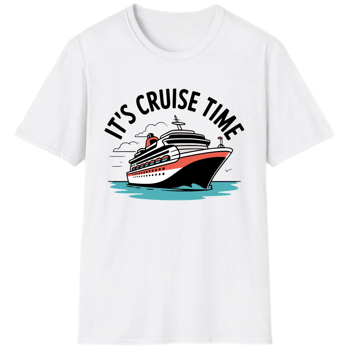 It's Cruise Time Ship Graphic T-Shirt in White