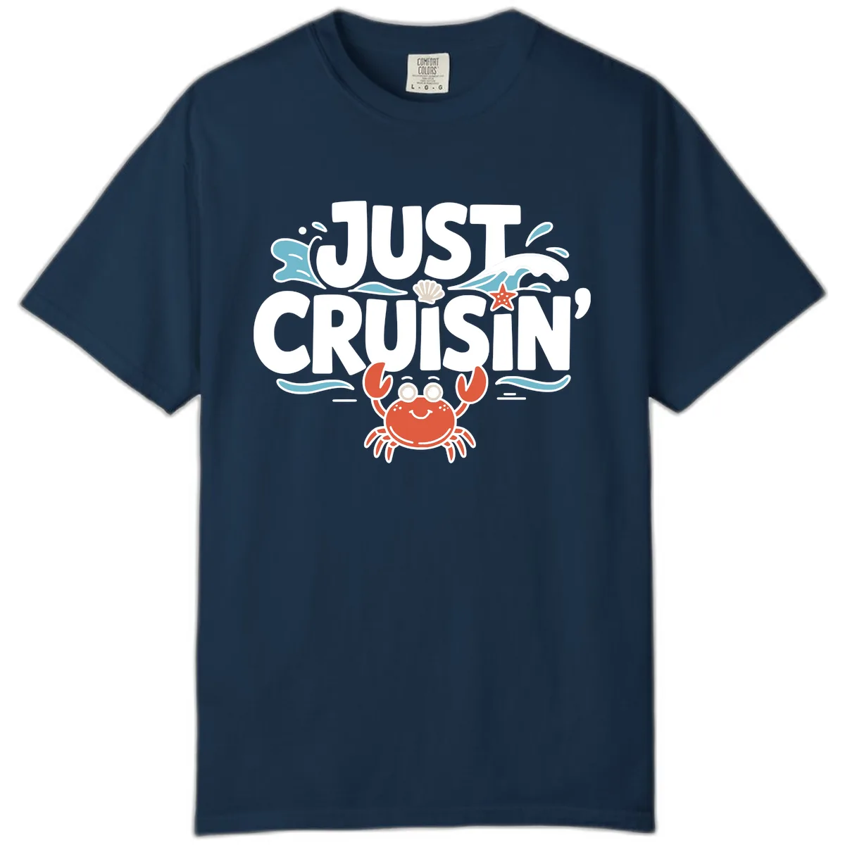 Just Cruisin Crab Vacation Design Comfort Color in True Navy