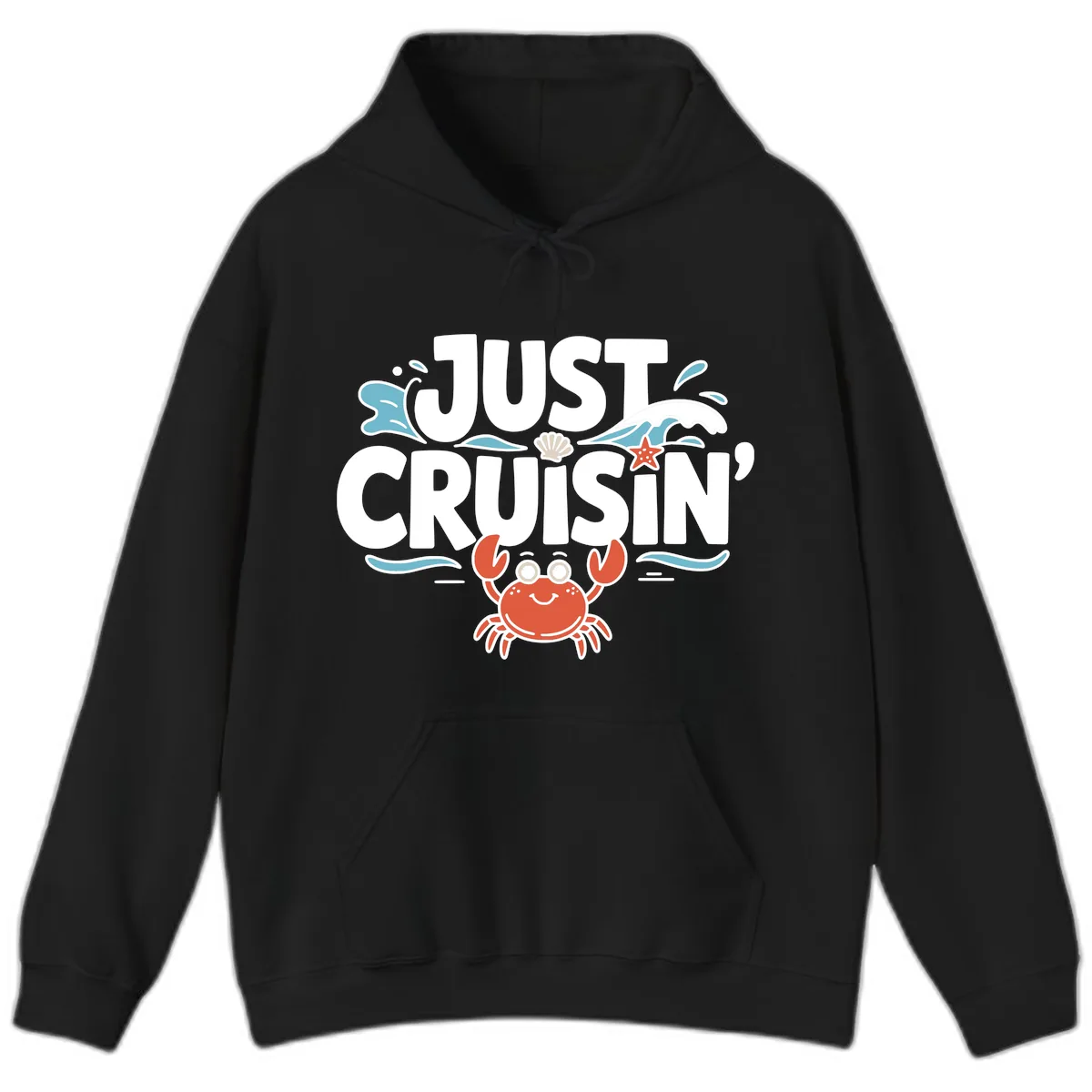 Just Cruisin Crab Vacation Design Hoodie in Black