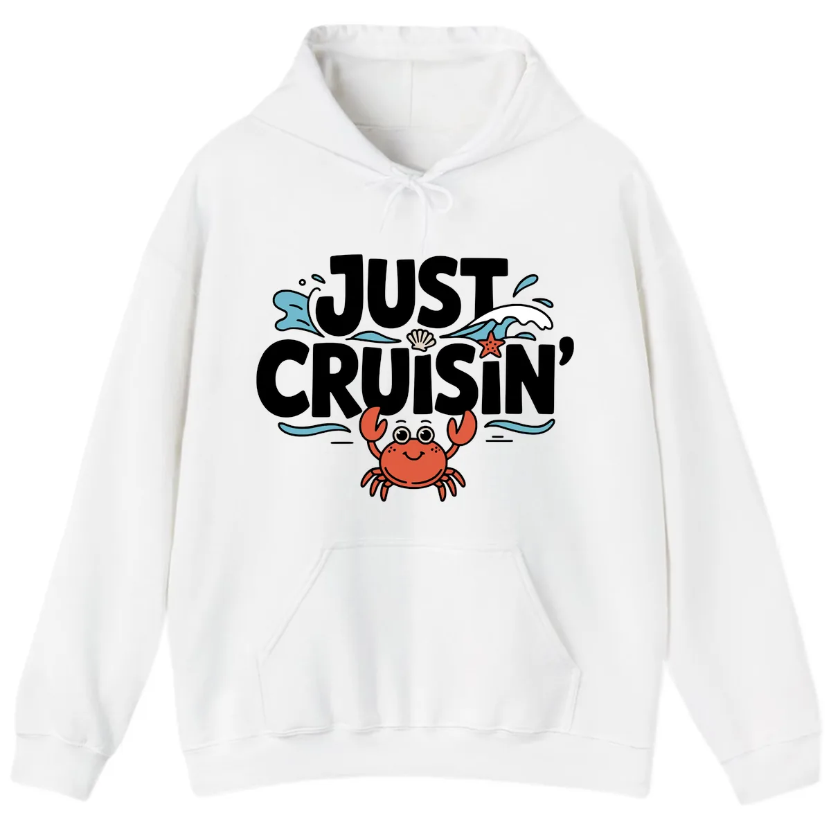 Just Cruisin Crab Vacation Design Hoodie in White
