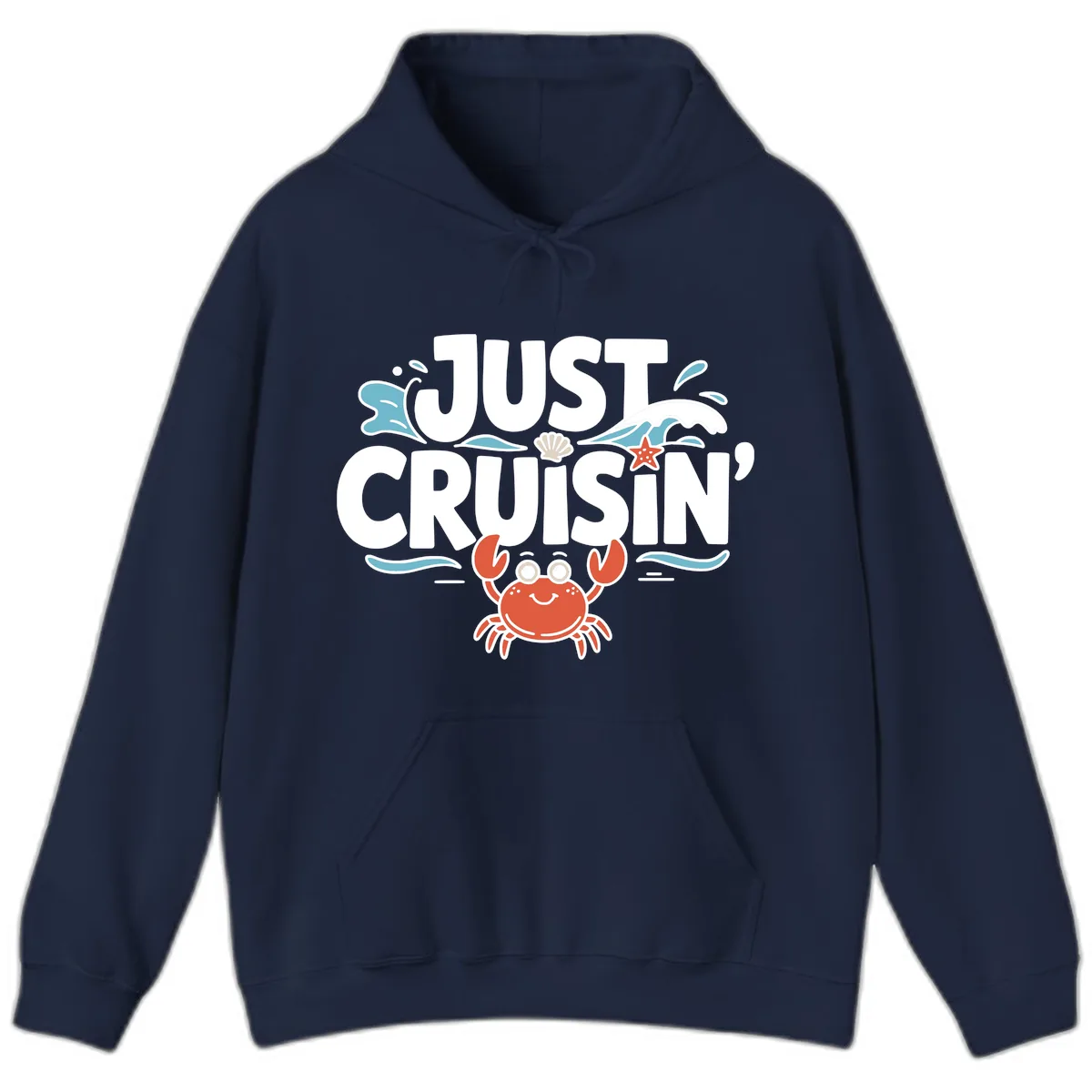 Just Cruisin Crab Vacation Design Hoodie in Navy
