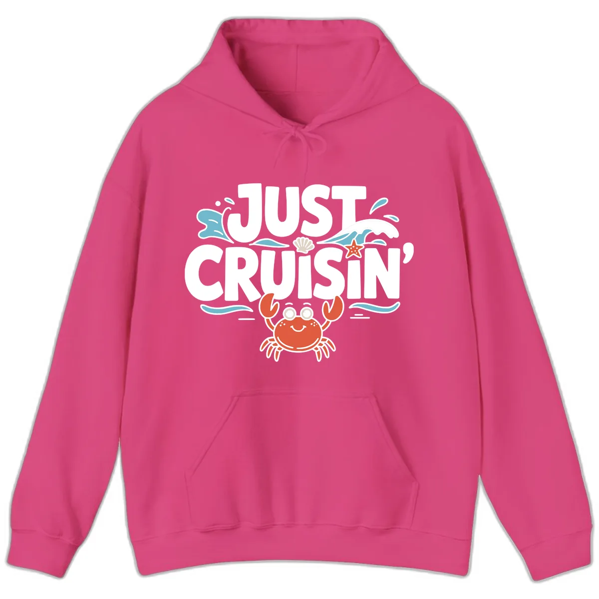 Just Cruisin Crab Vacation Design Hoodie in Heliconia
