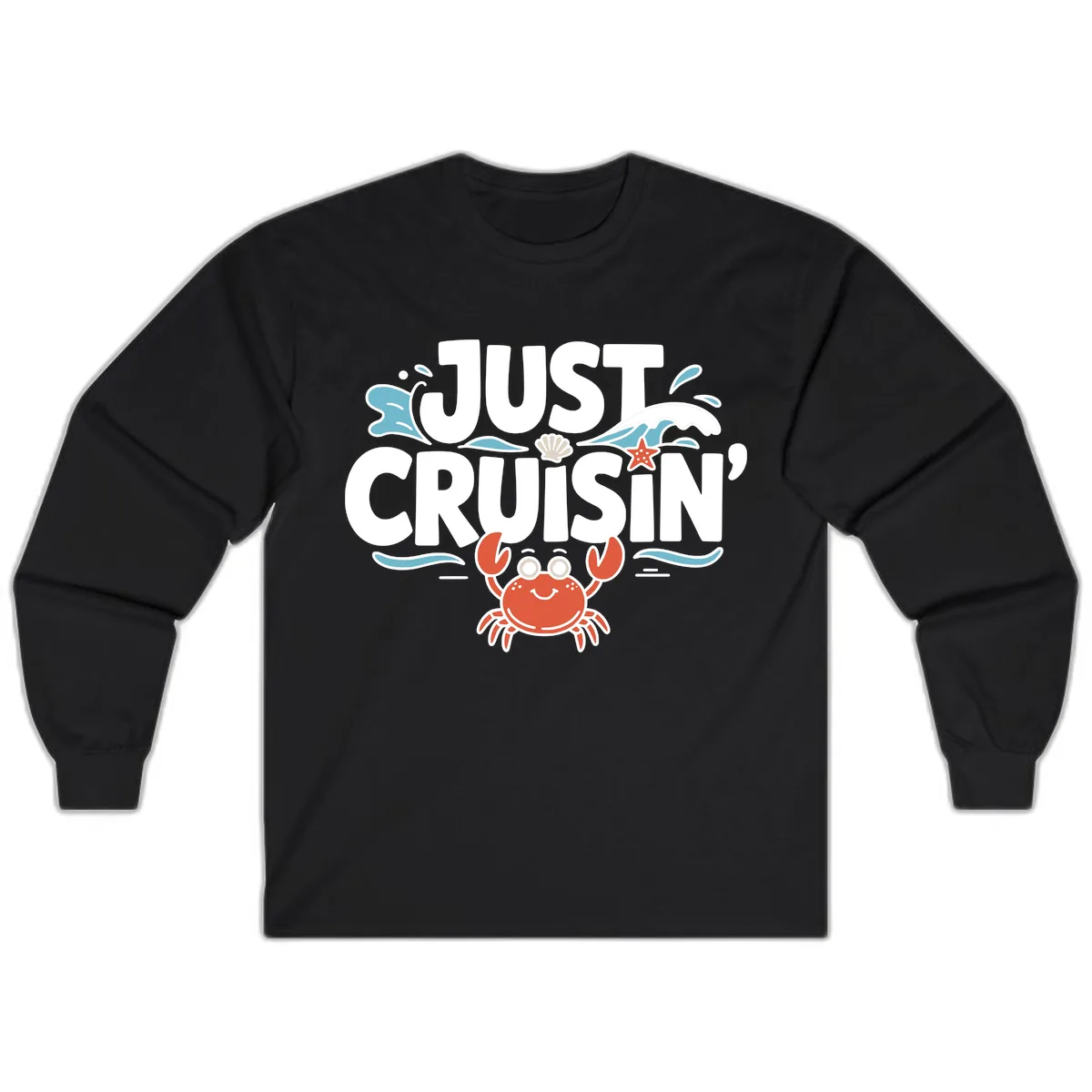 Just Cruisin Crab Vacation Design Long Sleeve in Black