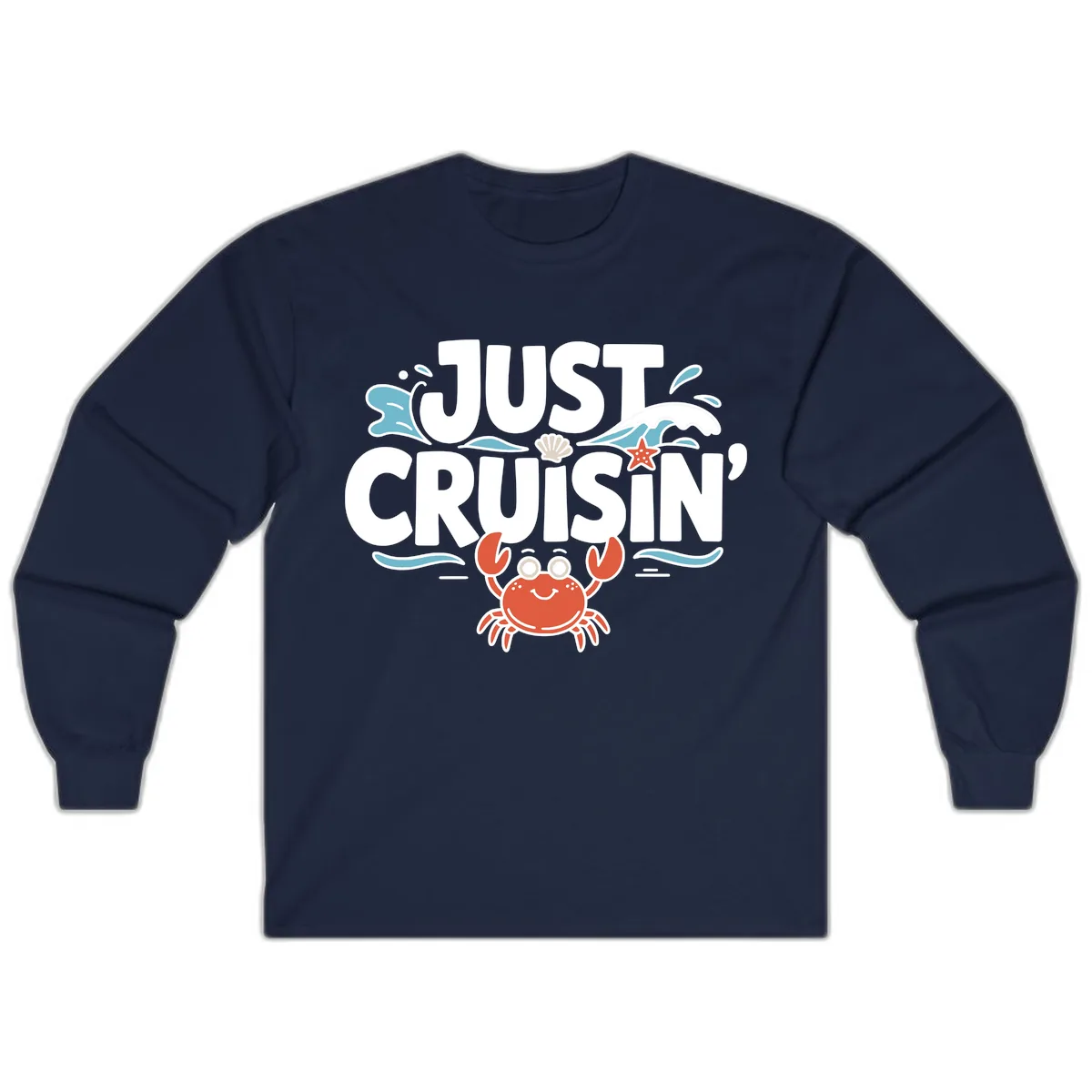 Just Cruisin Crab Vacation Design Long Sleeve in Navy