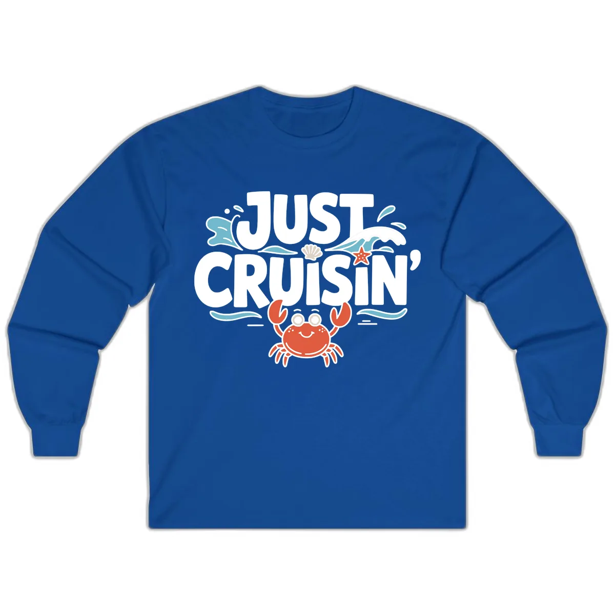 Just Cruisin Crab Vacation Design Long Sleeve in Royal