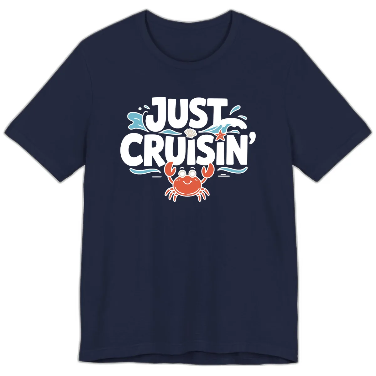 Just Cruisin Crab Vacation Design Premium T-Shirt in Navy