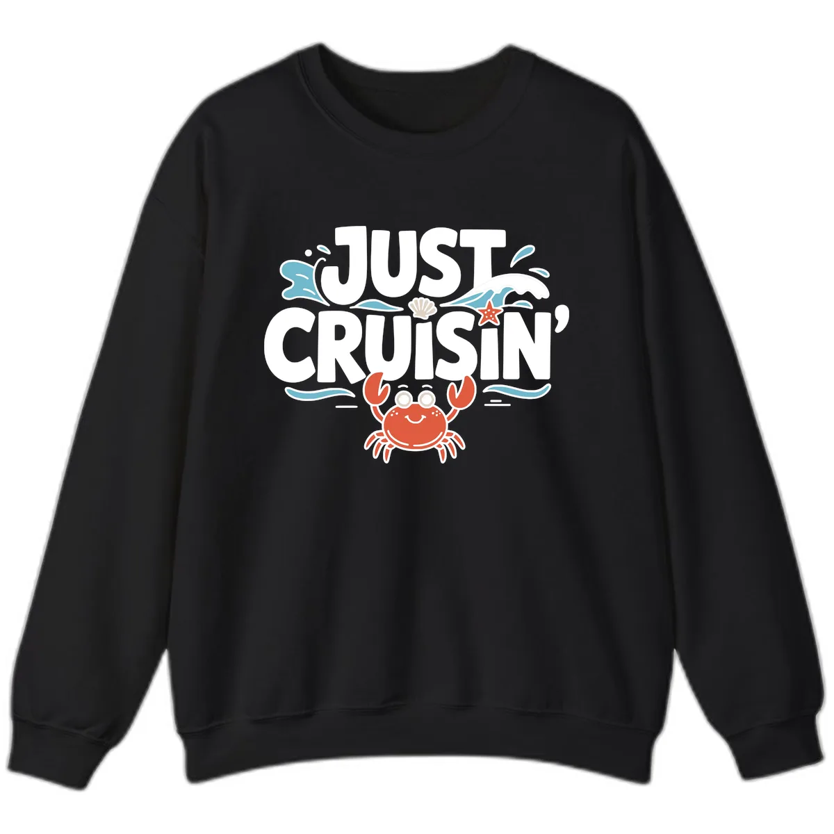 Just Cruisin Crab Vacation Design Sweatshirt in Black