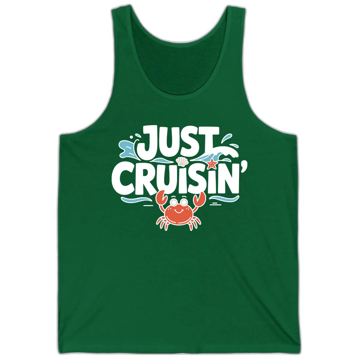 Just Cruisin Crab Vacation Design Tank in Kelly