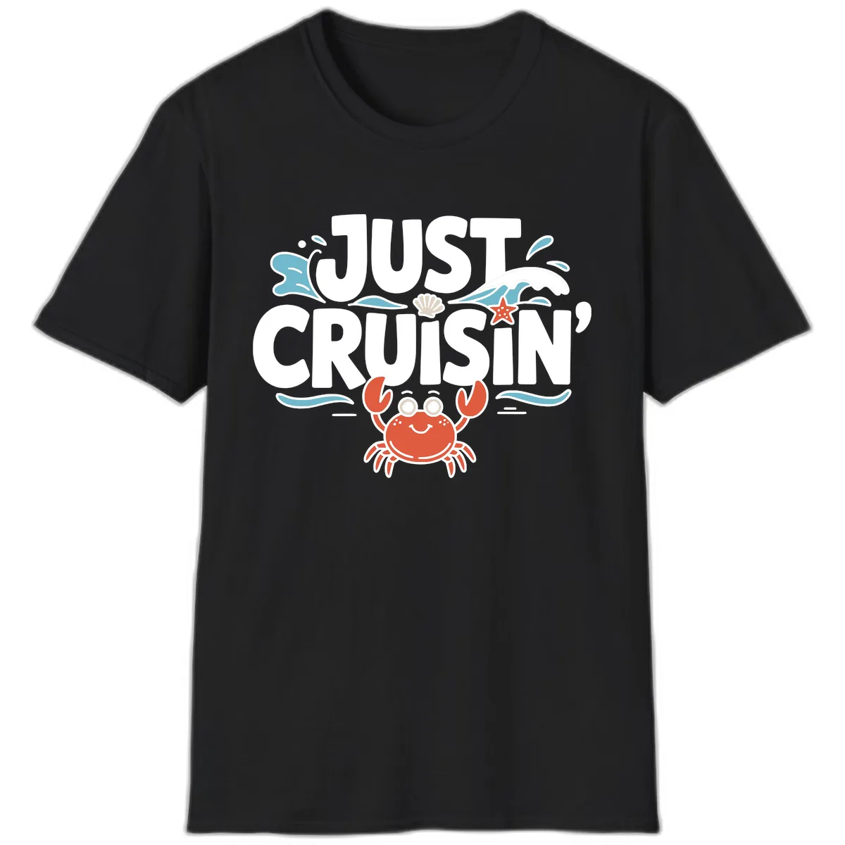 Just Cruisin Crab Vacation Design T-Shirt in Black