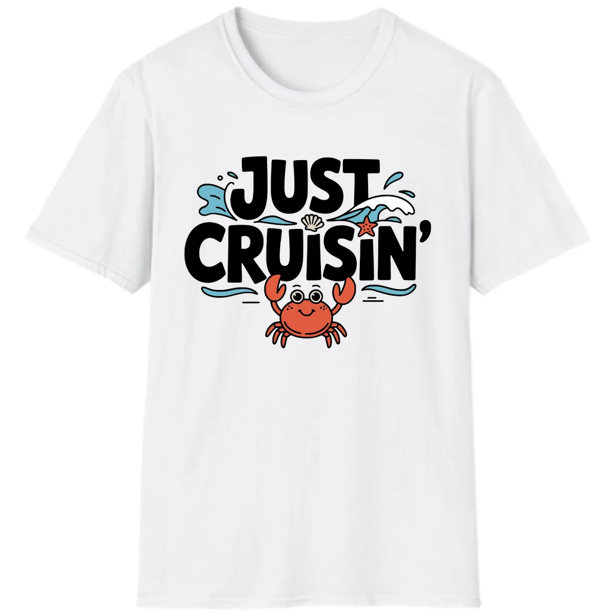Just Cruisin Crab Vacation Design T-Shirt in White