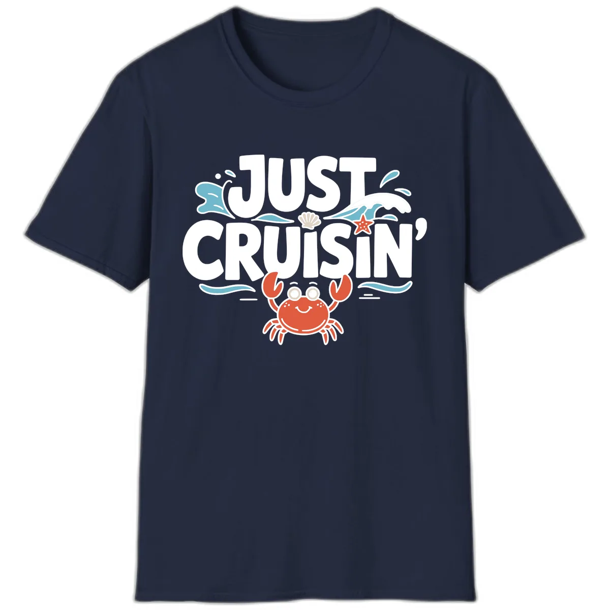 Just Cruisin Crab Vacation Design T-Shirt in Navy