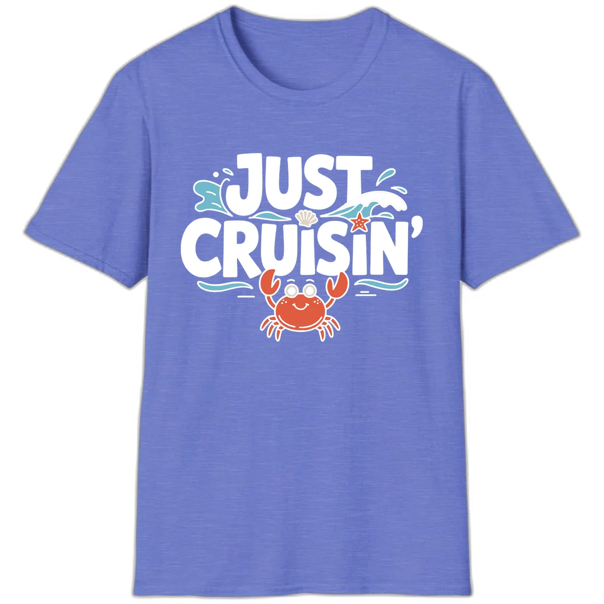 Just Cruisin Crab Vacation Design T-Shirt in Heather Royal