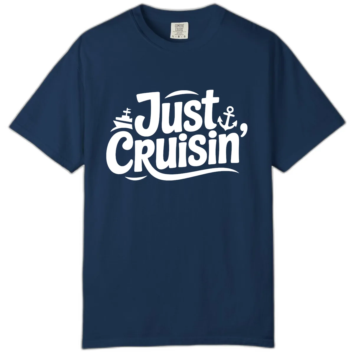 Just Cruisin' with Ship and Anchor Comfort Color in Navy
