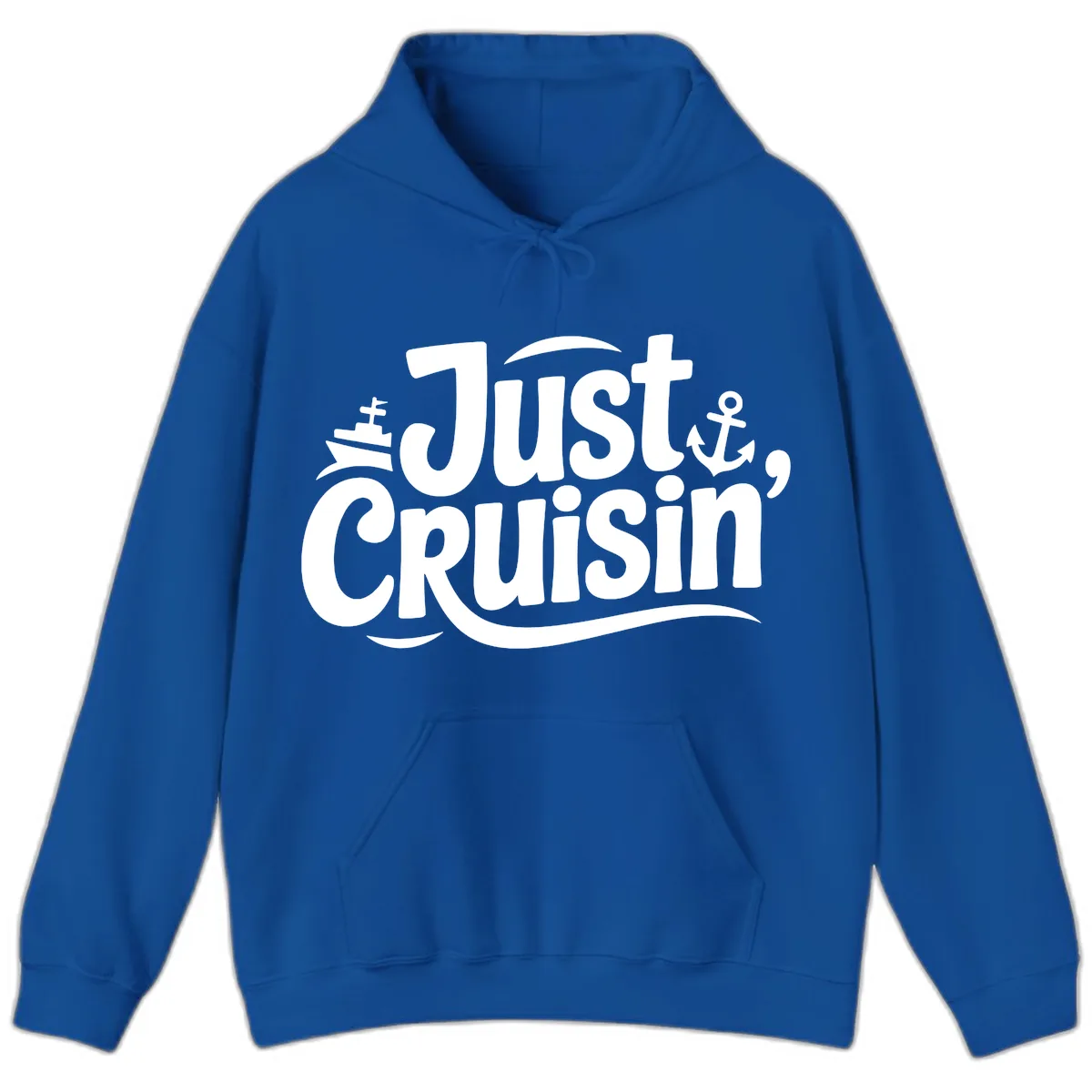 Just Cruisin' with Ship and Anchor Hoodie in Royal