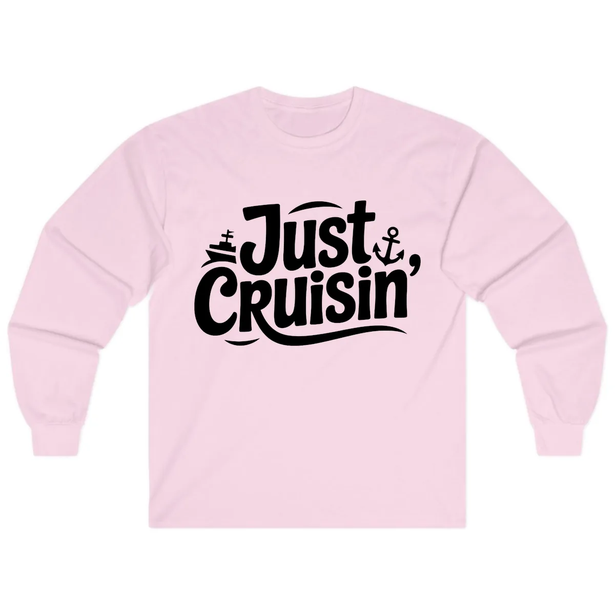 Just Cruisin' with Ship and Anchor Long Sleeve in Light Pink