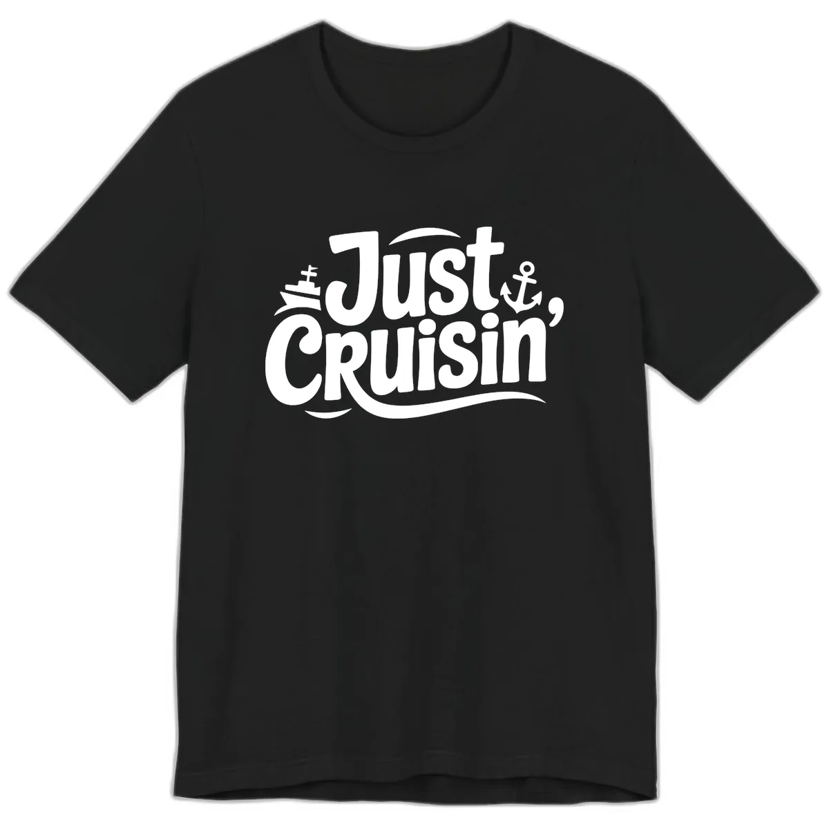Just Cruisin' with Ship and Anchor Premium T-Shirt in Black