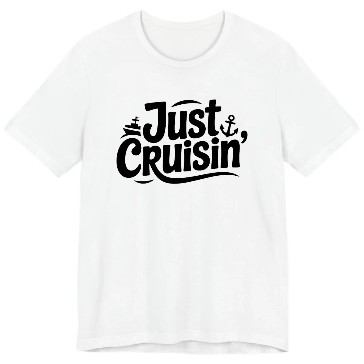 Just Cruisin' with Ship and Anchor Premium T-Shirt in White