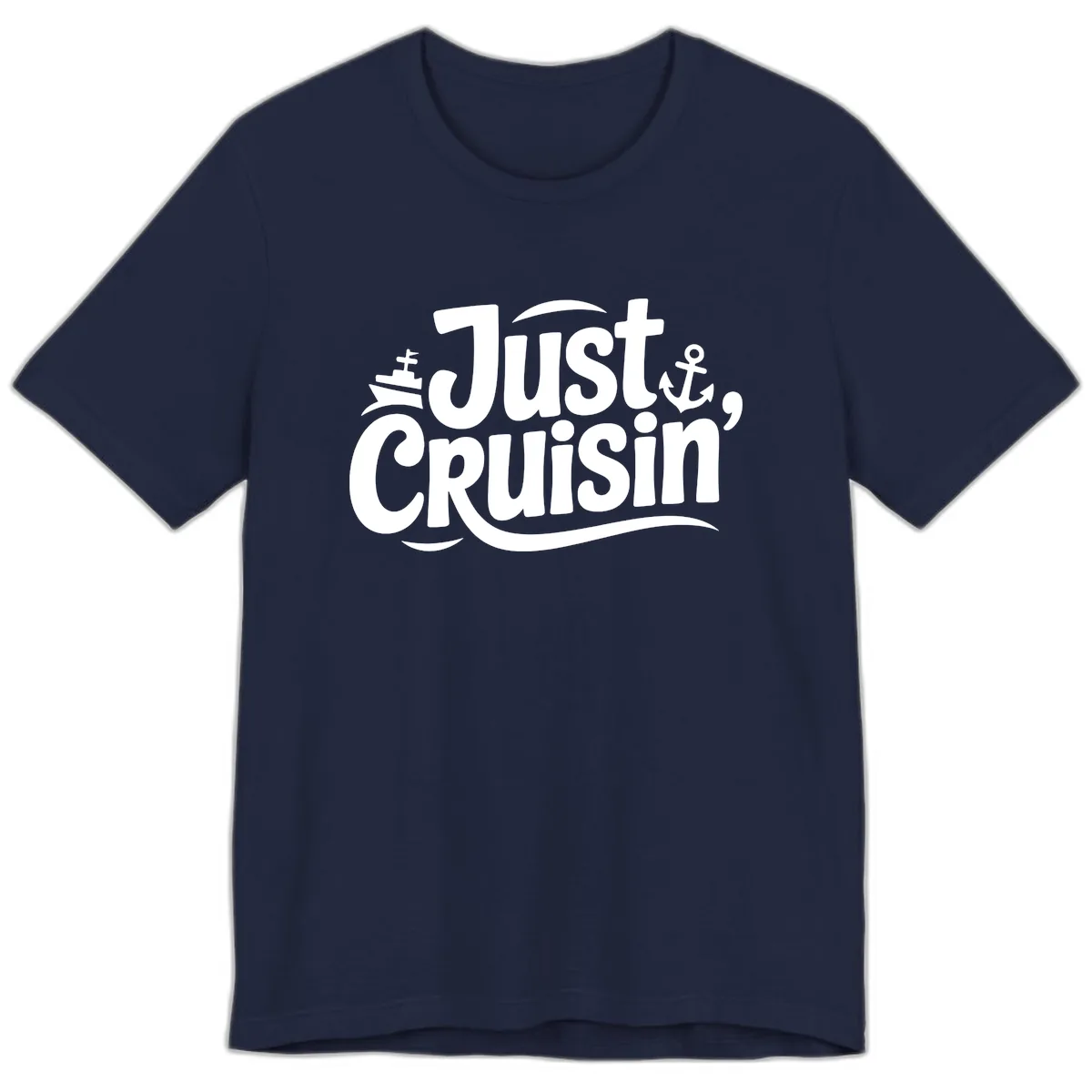 Just Cruisin' with Ship and Anchor Premium T-Shirt in Navy