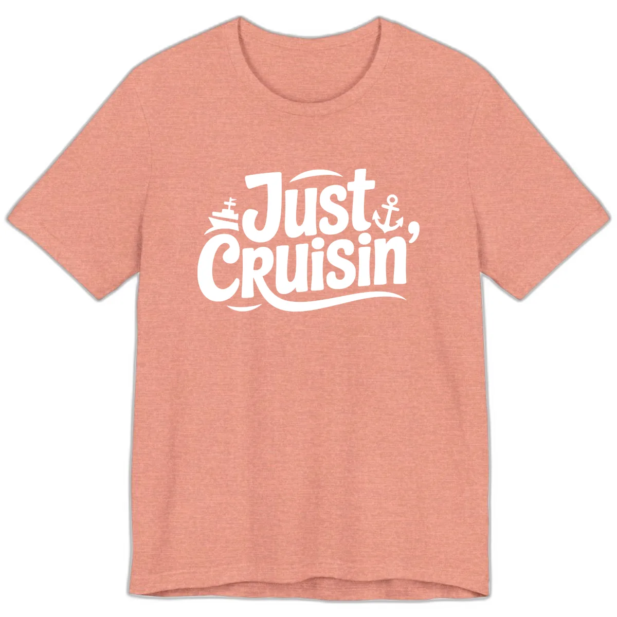 Just Cruisin' with Ship and Anchor Premium T-Shirt in Heather Sunset