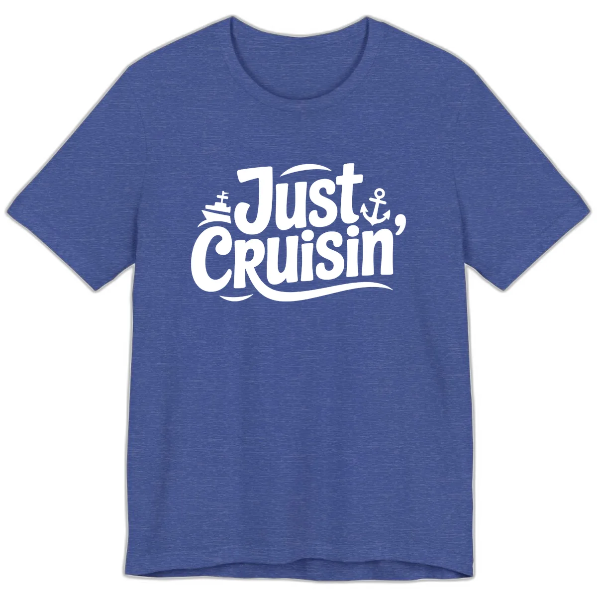 Just Cruisin' with Ship and Anchor Premium T-Shirt in Heather True Royal
