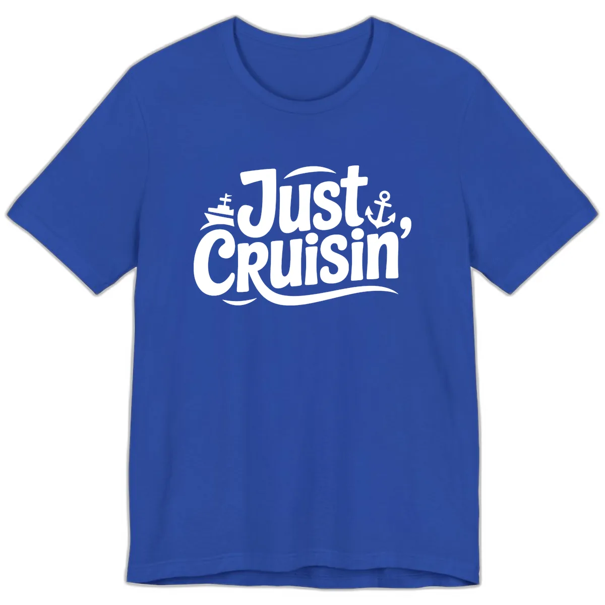 Just Cruisin' with Ship and Anchor Premium T-Shirt in True Royal